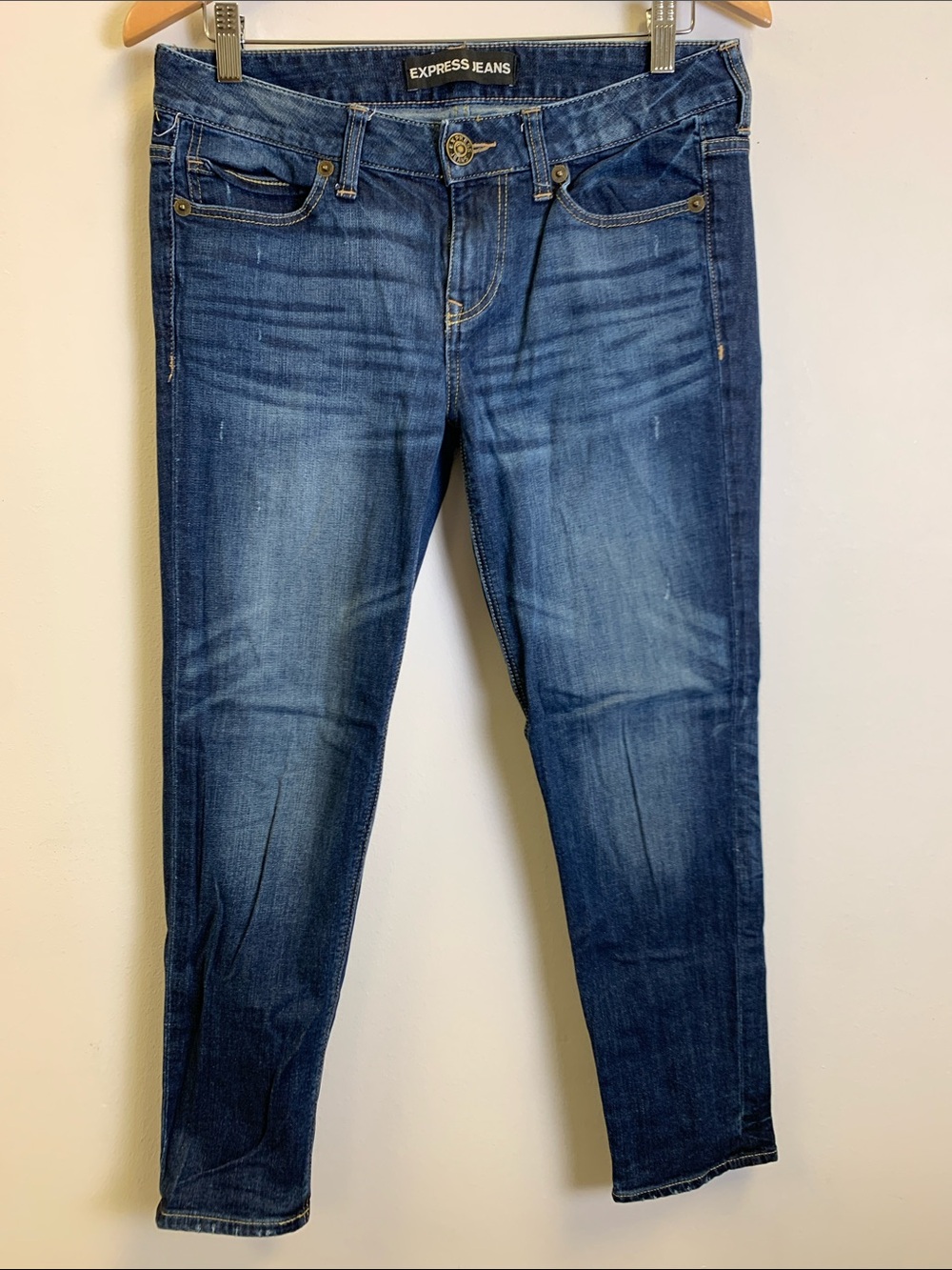 Express Women's Skinny Jeans in Dark Blue Wash